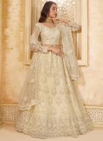 Net Off White Wedding Wear Stone Work Lehenga Choli